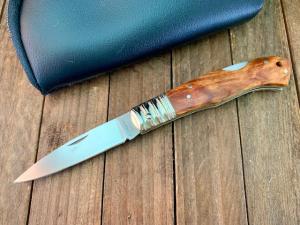 AG Russell Seki Japan Made Quince Burl Wood Lockback 2002