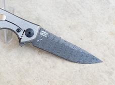 Zero Tolerance 0450MMC Flipper Knife Blue & White Marbled Carbon Fiber Ladder Damascus Blade - New