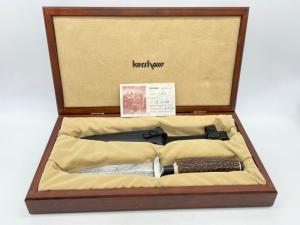 1985 KERSHAW Solingen Damascus Manfred Sachse Dagger 008 w OMP Box amp Sheath