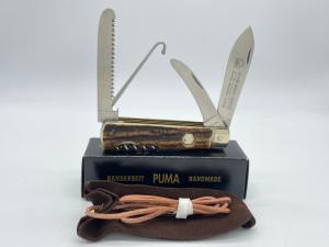 1995 PUMA Germany 210959 Universal Jagdmesser Genuine Stag Lockback w OMP Box