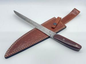 STEK KNIVES Custom Handmade Wood Damascus Large Skinner w/ Sheath