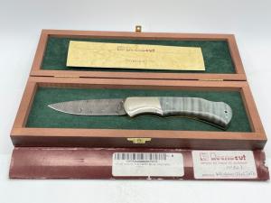 VIPER by TECNOCUT KNIVES #567 Damascus Blue Curly Maple Folding Hunter w/ OMP Box
