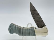 VIPER by TECNOCUT KNIVES #567 Damascus Blue Curly Maple Folding Hunter w/ OMP Box