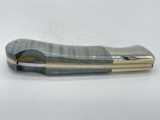 VIPER by TECNOCUT KNIVES #567 Damascus Blue Curly Maple Folding Hunter w/ OMP Box