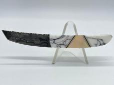 PAINTED PONY Michael Prater Jasper & Gold Mother of Pearl Damascus Tanto Dagger