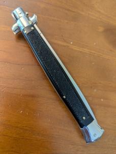 OLDER 13"-33CM MOLLETTA CHECKERED COMP. FLAT BLADE ITALIAN STILETTO AUTOMATIC 