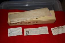 Vintage Buck 105 Knife w box and papers. NIB Pre 1986 Beige Box