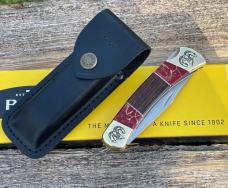 BUCK 110 ** BRIAN YELLOWHORSE CUSTOM RAM ETCHED DESERT IRONWOOD RED/GOLD QUARTZ