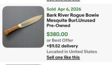 Bark River Rogue Bowie Burlwood like new in original box