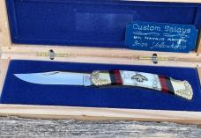 BUCK 110 ** BRIAN YELLOWHORSE CUSTOM WHITE/GOLD QUARTZ EAGLE DANCER