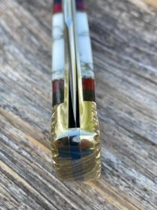 BUCK 110 ** BRIAN YELLOWHORSE CUSTOM WHITE/GOLD QUARTZ EAGLE DANCER