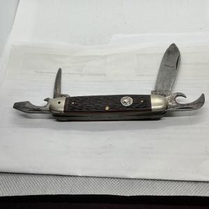 ULSTER 4BLADE BOY-SCOUT KNIFE DARK BROWN HANDLES 