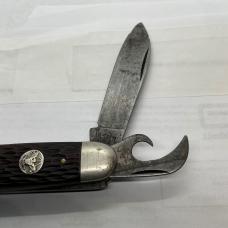 ULSTER 4BLADE BOY-SCOUT KNIFE DARK BROWN HANDLES 