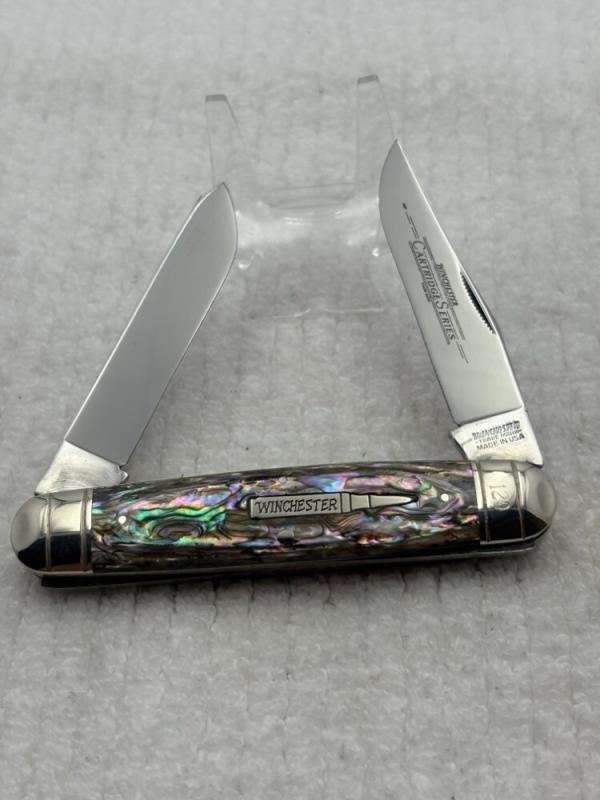 Winchester USA 2000 Cartridge Series 2 Blade 28104 Abalone Pocket Knife (66)