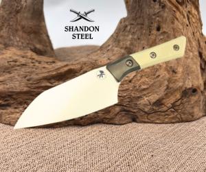 Microtech USA Santoku 6quot Ivory G-10 Ti Handle w Stonewash M390MK 3200B-10IV 