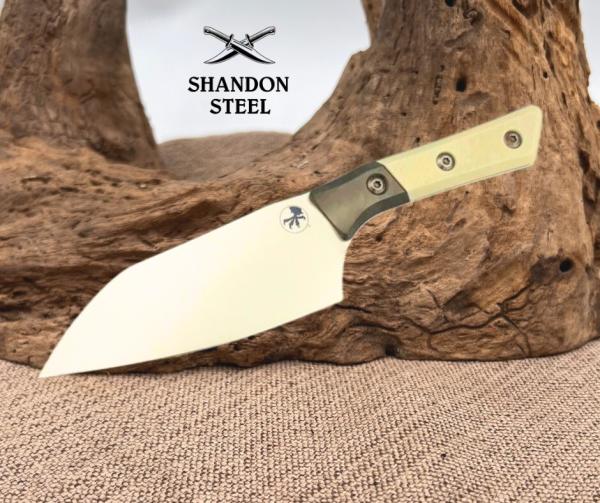 Microtech USA Santoku 6" Ivory G-10/ Ti Handle w/ Stonewash M390MK 3200B-10IV 