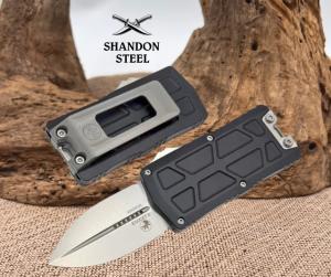 Microtech Exocet II w Black Aluminum Handle amp Stonewash M390MK DE 1157-10