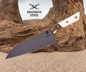 Microtech Chefs Knife Ivory G-10 wBolster Handle wStonewash 3000B-1DLCIVS