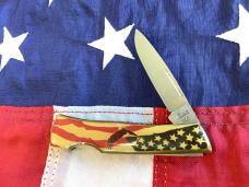 Case xx 1984 Medium Lockback (mdl# 059L SS) w/ American Flag & Eagle Soaring Synthetic Handles -NOS