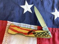 Case xx 1984 Medium Lockback (mdl# 059L SS) w/ American Flag & Eagle Soaring Synthetic Handles -NOS