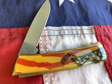 Case xx 1984 Medium Lockback (mdl# 059L SS) w/ American Flag & Eagle Soaring Synthetic Handles -NOS