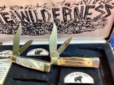 Vintage The Wilderness Smokey Mountain Knife Works GunStock Knife Set -NOS
