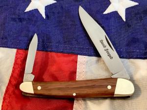 Vintage Hand Forged J A Henckels 2 Blade Half Whittler Mdl 1917 Pocket Knife w Wood Handles -NOS