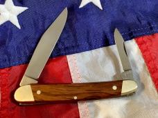 Vintage Hand Forged J A Henckels 2 Blade Half Whittler (Mdl# 1917) Pocket Knife w/ Wood Handles -NOS