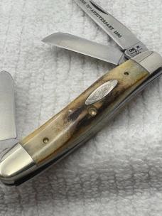 Case XX USA 1980 10 Dot 75th Anniversary 5318HPSSP 3 Blade Stag Stockman (132)