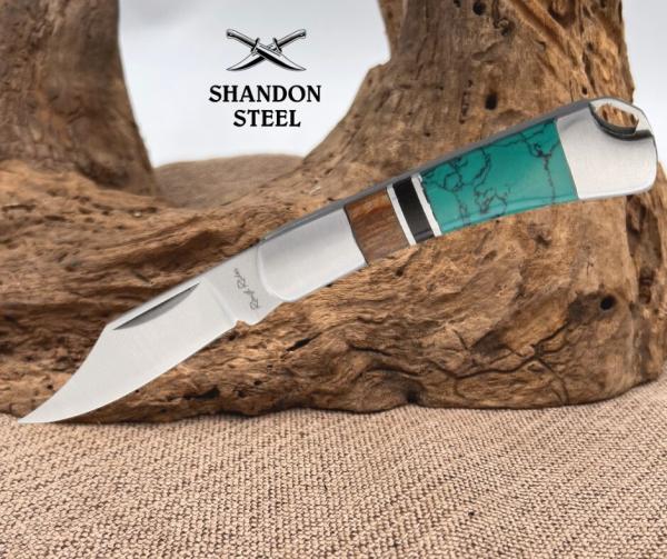 Rough Rider 2" Tiny Folder Turquoise/Brownwood Pocketknife w/Lanyard Hole RR1473 Rough Rider 2" Tiny Folder Turquoise/Brownwood Pocketknife w/Lanyard Hole RR1473