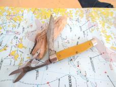 RARE VTG COLONIAL/RANGER USA Scissors Yellow Pocket Knife ADV: STACKPOLE CARBON