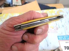 RARE VTG COLONIAL/RANGER USA Scissors Yellow Pocket Knife ADV: STACKPOLE CARBON