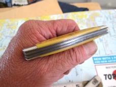 RARE VTG COLONIAL/RANGER USA Scissors Yellow Pocket Knife ADV: STACKPOLE CARBON
