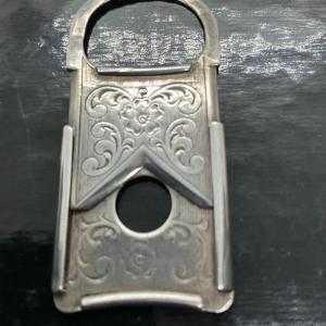 STERLING SILVER VICTORIAN CIGAR CUTTER SLIDING  HAND ENGRAVED 