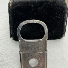 STERLING SILVER VICTORIAN CIGAR CUTTER SLIDING  HAND ENGRAVED 