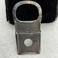 STERLING SILVER VICTORIAN CIGAR CUTTER SLIDING  HAND ENGRAVED 