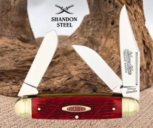 Robeson Cattleman Pocket Knife Mirror Stainless Steel Blades Jigged Bone Handle