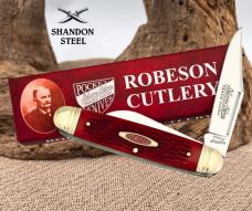 Robeson Cattleman Pocket Knife Mirror Stainless Steel Blades Jigged Bone Handle