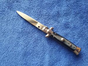 NOS 15 CM  6 Oreste Di Bon Swivel Bolster Stiletto Imitation Horn Flat Grind Blade D-Stamp 1