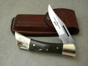 Case XX SS USA 9 Dot P197 LSSP Wood Shark Tooth Lockback Knife & Leather Pouch