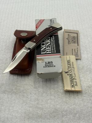 Schrade USA Uncle Henry LB5 Smokey Lockback  Folding Knife With Sheath