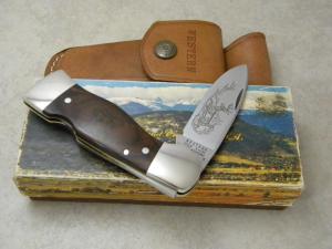 Western USA S-532 Wood 1979 Westlock Lockback Knife New wLeather Pouch