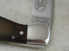 Western USA S-532 Wood 1979 Westlock Lockback Knife New w/Leather Pouch