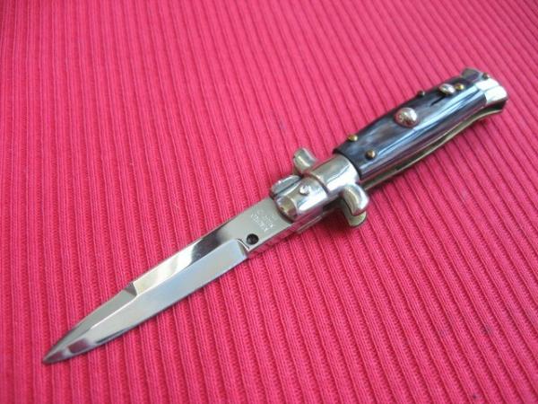 Oreste Dibon Italian 12cm. Horn MAURO MARIO Picklock Stiletto Switchblade Knife Oreste Dibon Italian 12cm. Horn MAURO MARIO Picklock Stiletto Switchblade Knife