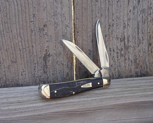 Case Mini Trapper Folding Knife 11011 Gray Birdseye Maple Burl Handle Stainless Steel Blades - New Case Mini Trapper Folding Knife 11011 Gray Birdseye Maple Burl Handle Stainless Steel Blades - New