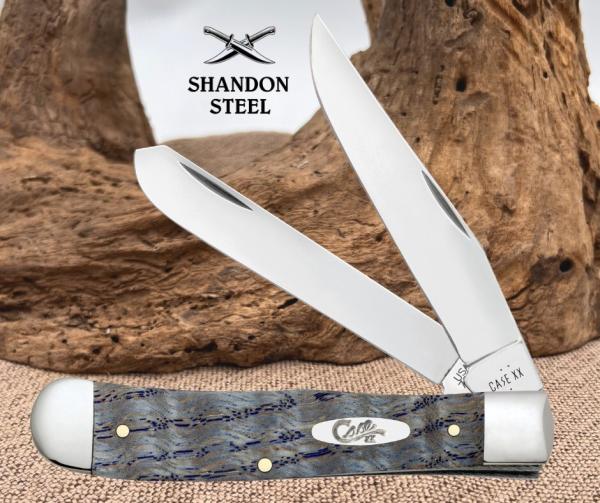Case XX™ Trapper Blue Curly Oak Wood 47490 Stainless Pocket Knife Case XX™ Trapper Blue Curly Oak Wood 47490 Stainless Pocket Knife