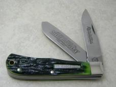 Remington USA R1123 2007 25th Anniversary Green Bone Silver Bullet Trapper Knife in Tin