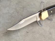 Buck 110 Folding Hunter Knife Ebony Scales Brass Frame Finger Grooves 420HC Blade - NEW