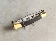 Buck 110 Folding Hunter Knife Ebony Scales Brass Frame Finger Grooves 420HC Blade - NEW