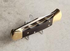 Buck 110 Folding Hunter Knife Ebony Scales Brass Frame Finger Grooves 420HC Blade - NEW